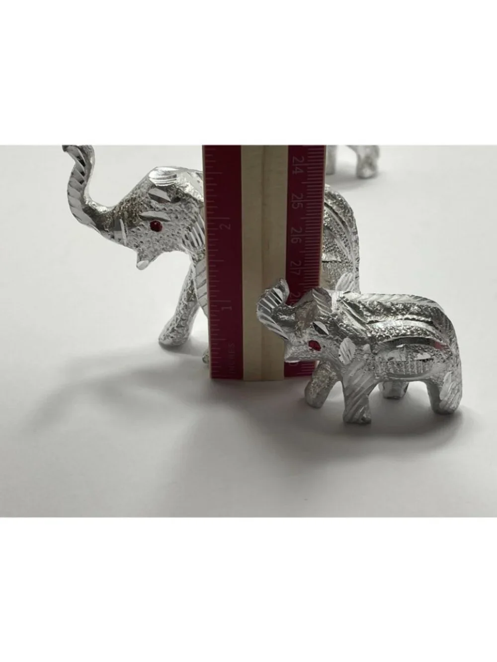 Vintage 3 Small Silver Elephants - possibly Aluminum - no makers mark - trunk up